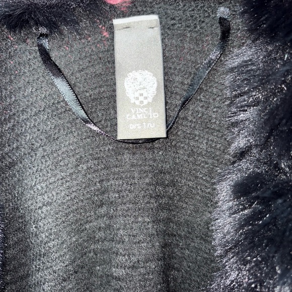 Vince Camuto Black Fur-Trimmed Poncho Sweater - Picture 3 of 5